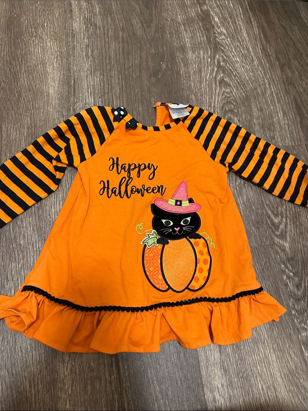 Emily Rose Orange and Black 'Happy Halloween' Cat Pumpkin top